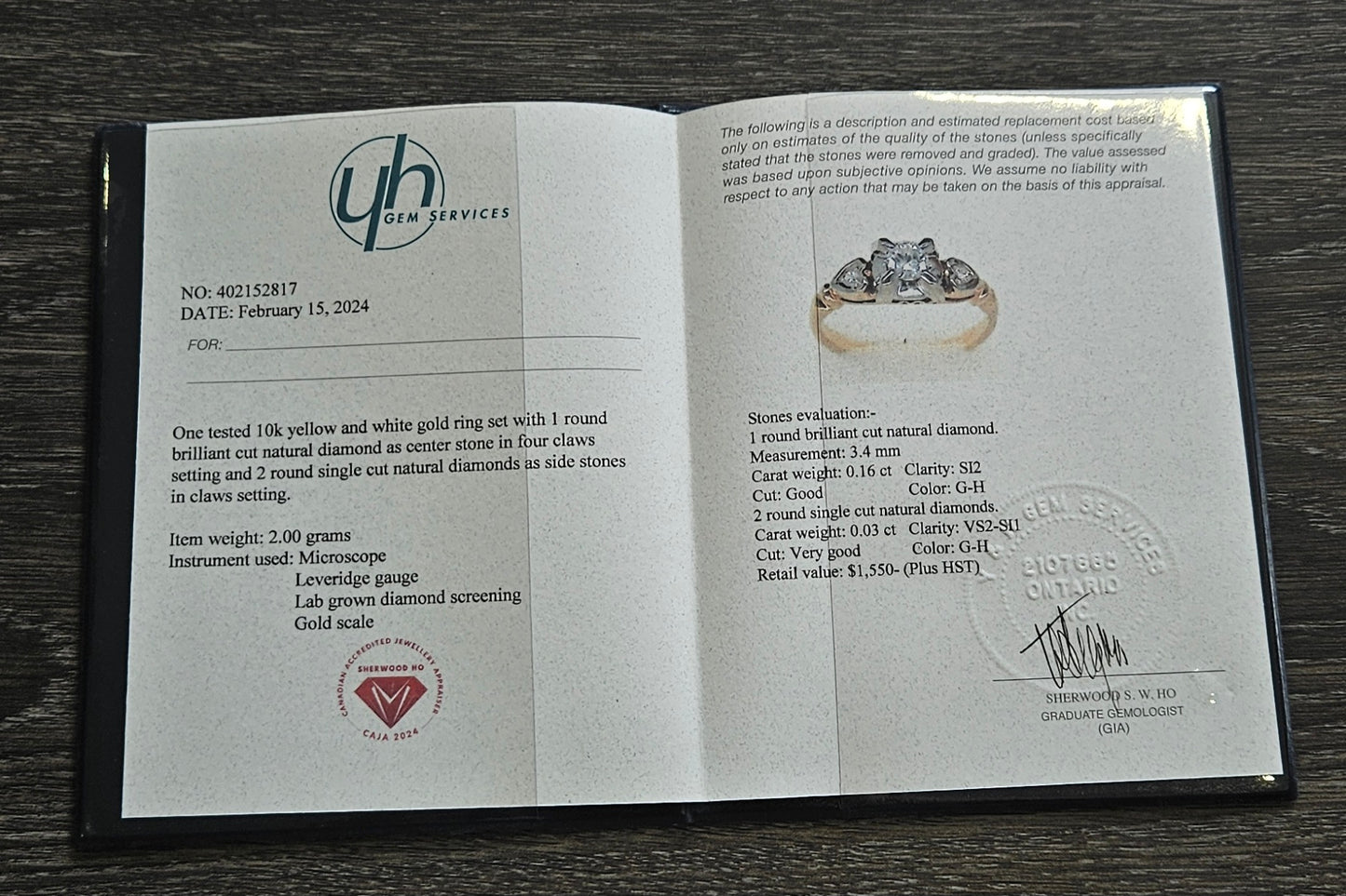 10Kt Gold Solitare Diamond Ring