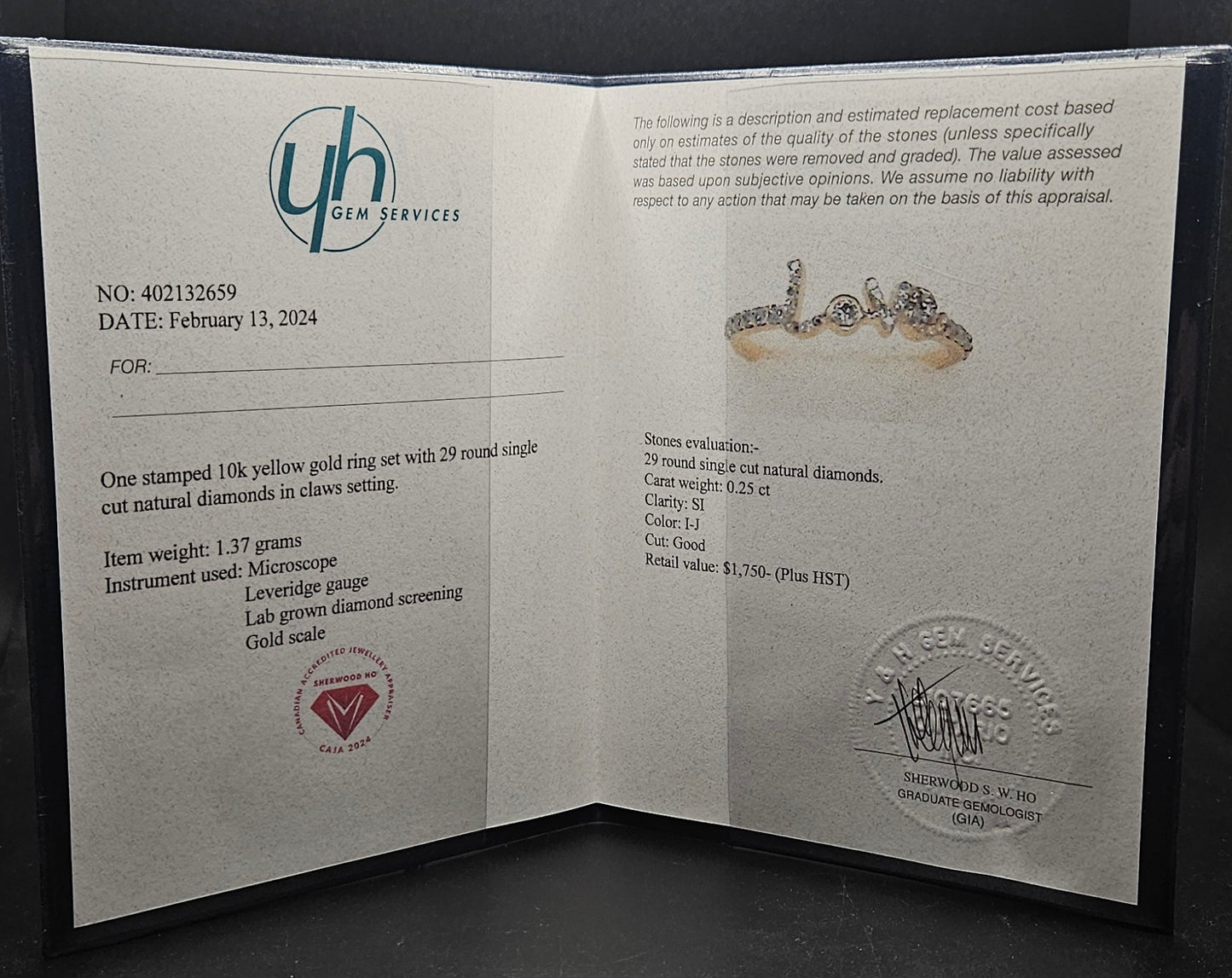 10Kt Gold Diamond Love Ring