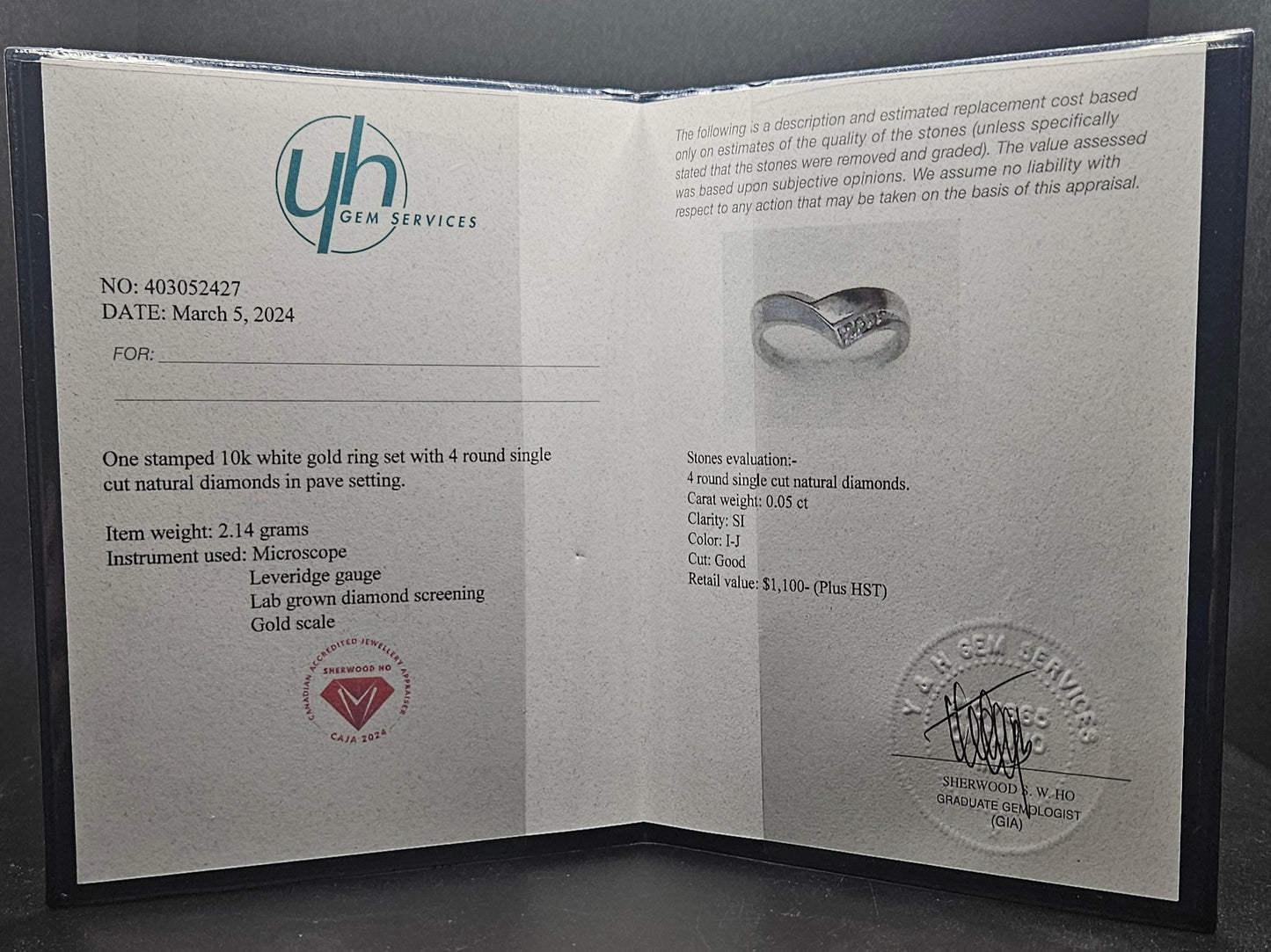 10Kt White Gold Diamond Chevron Ring