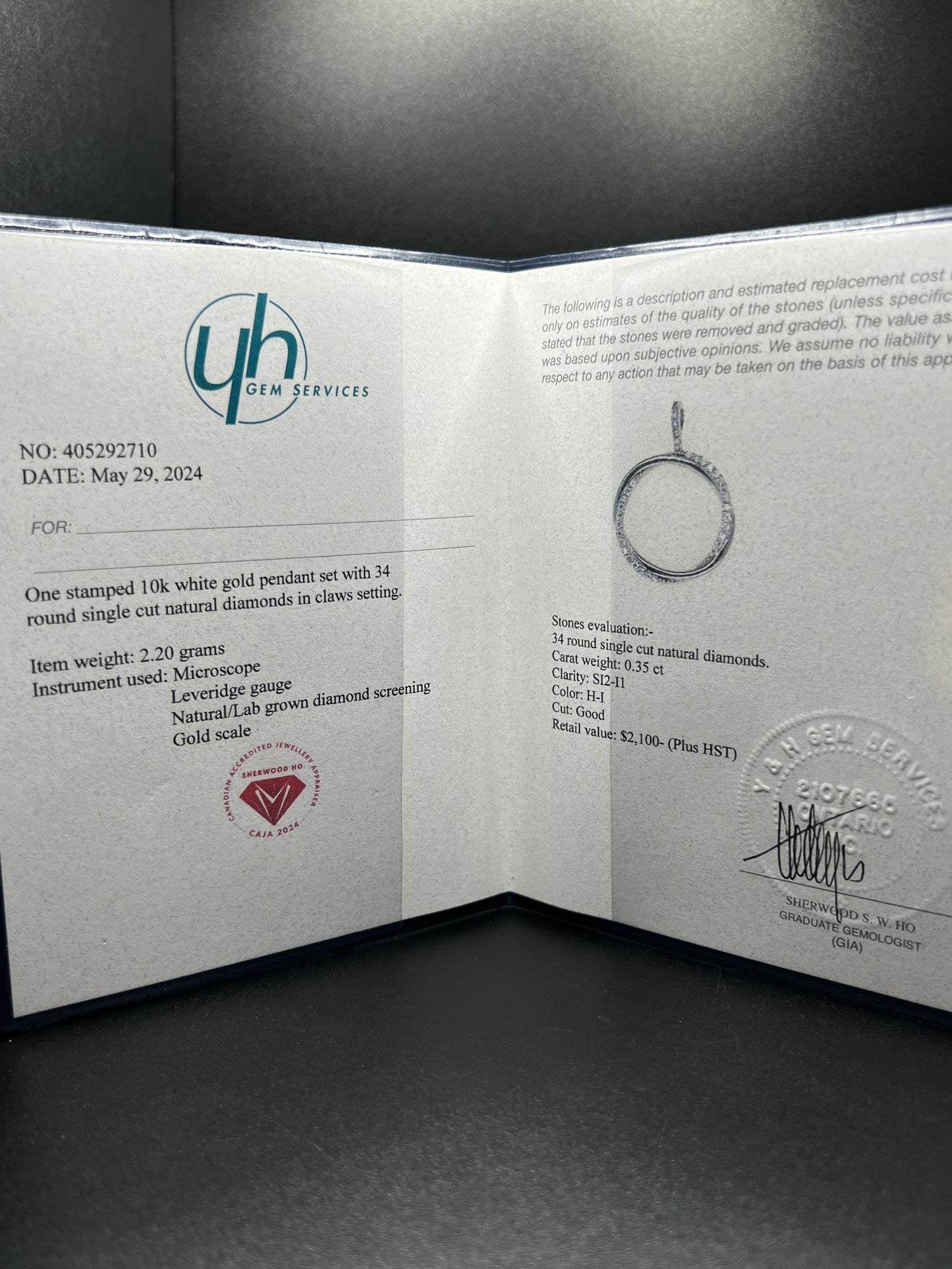 10Kt White Gold “O” Pendant