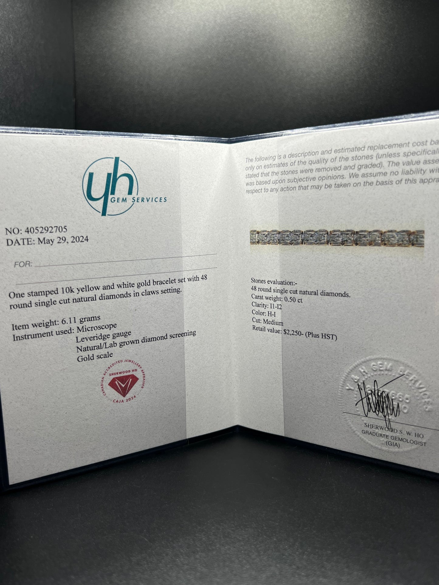 10Kt Gold 7.25" 4mm Single Row Diamond Tennis Bracelet