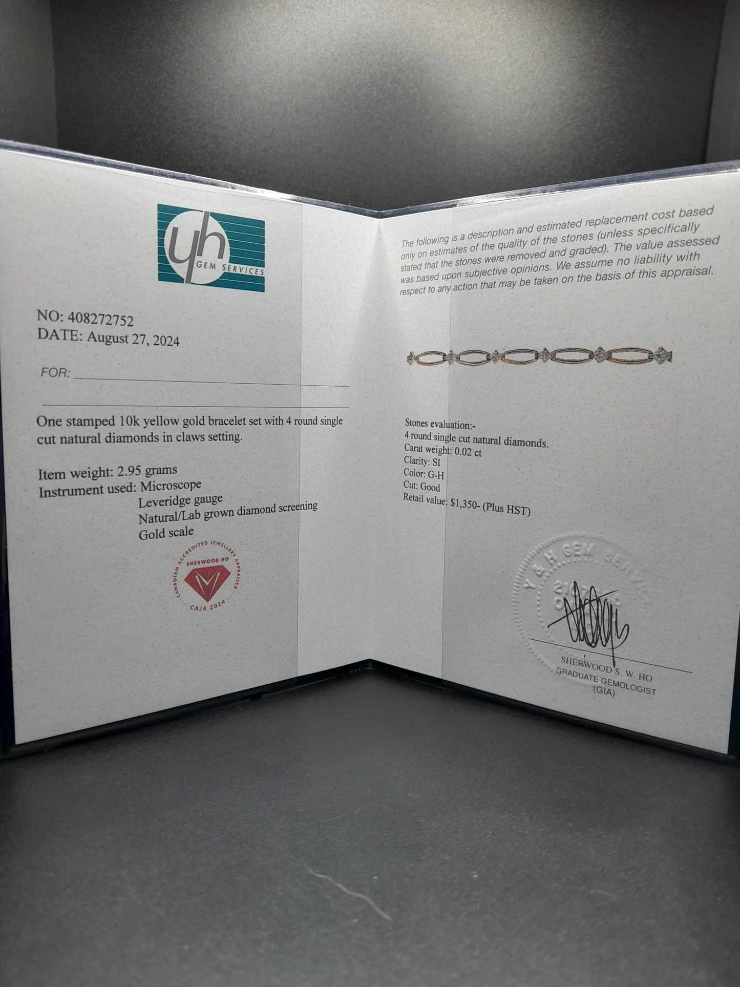 10Kt Gold 7.5" 4mm Diamond Braclete