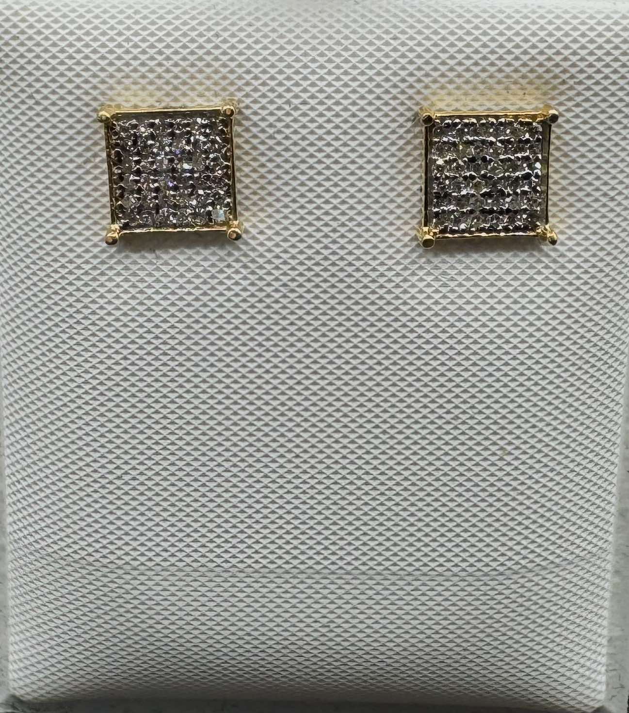 10Kt Gold Square Diamond Earrings