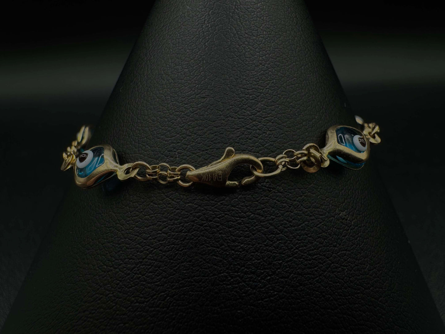 10Kt Gold 7" 6mm Evil Eye Bracelet