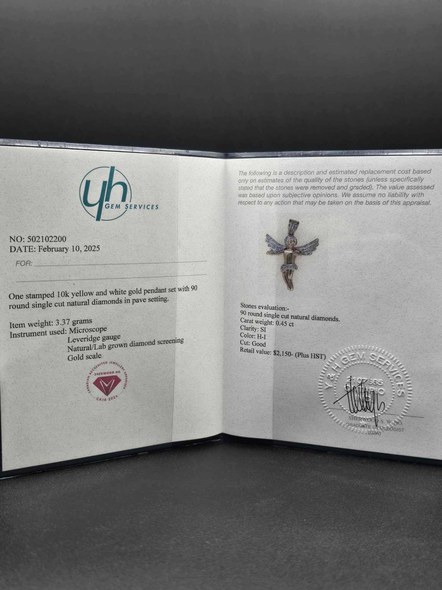 10Kt Gold Diamond Angel Pendant