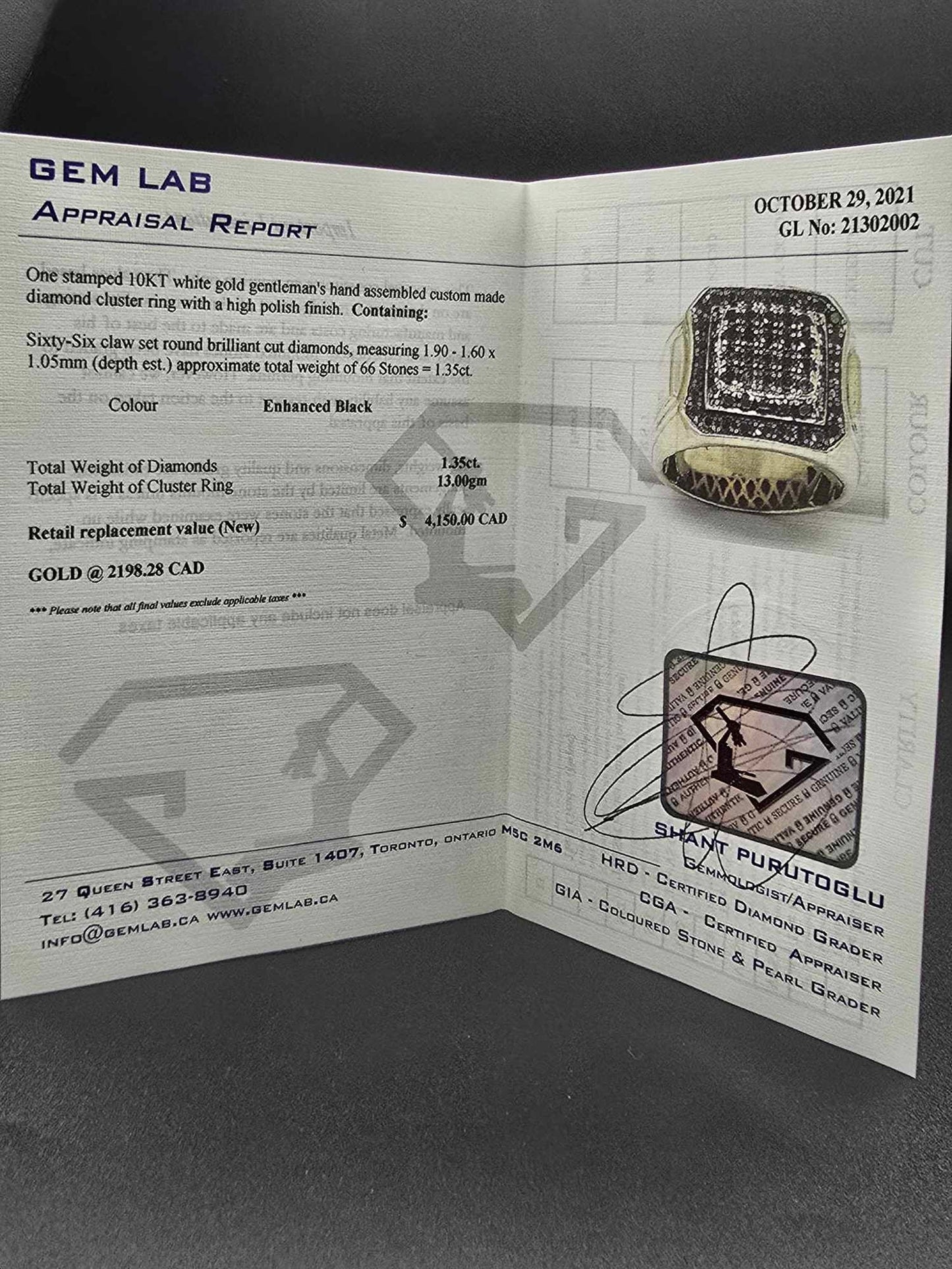 10Kt White Gold Black Diamond Ring