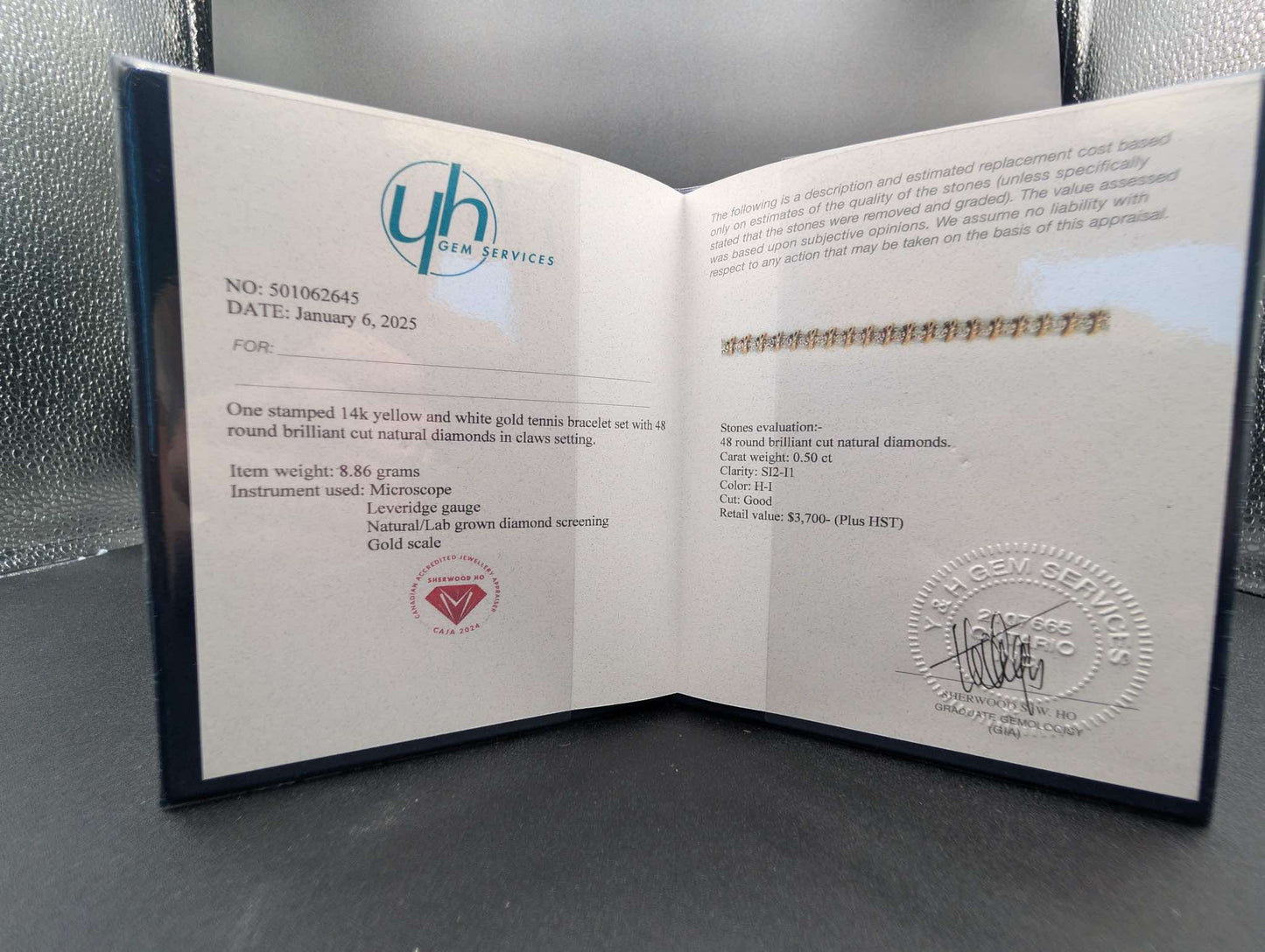 14Kt Two Tone Gold Diamond Tennis Bracelet