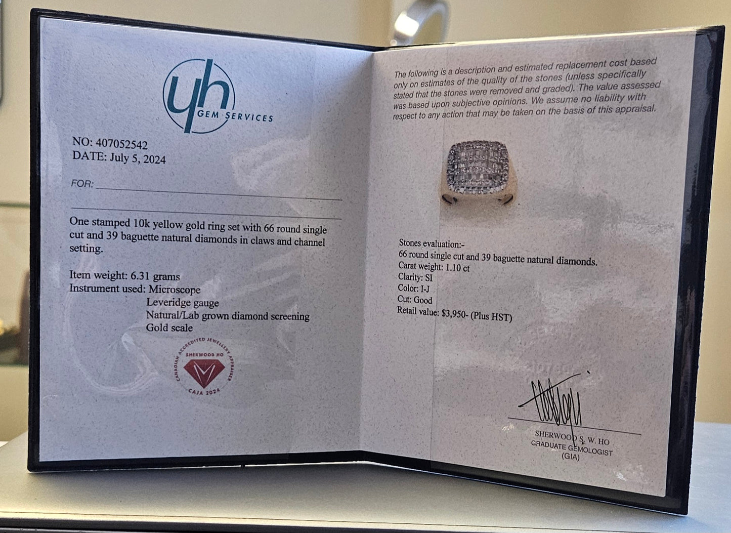 10Kt Gold Baguette Diamond Ring