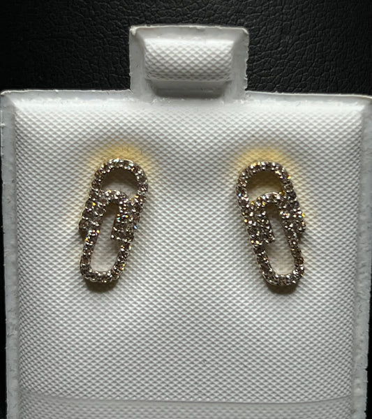 10Kt Gold Diamond Paperclip Earrings