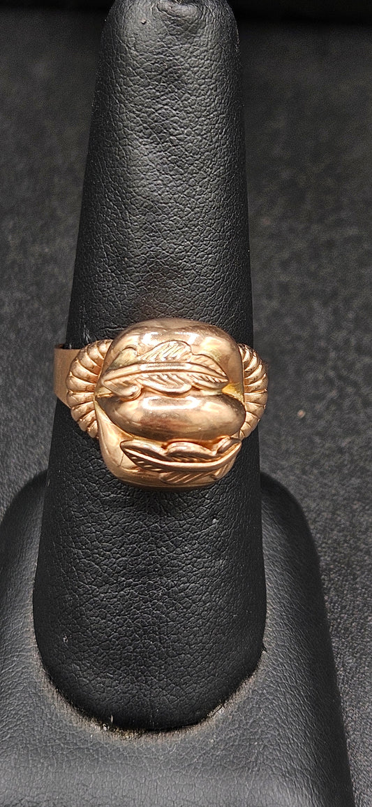 14Kt Rose Gold Leaf Accent Ring