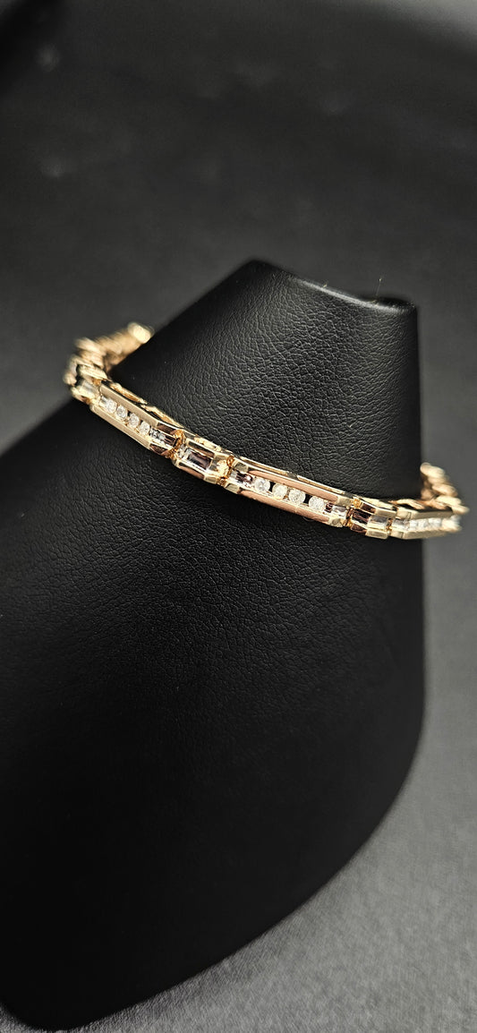 10Kt Gold 7.5" 3.5mm Vintage Style Diamond Braclete