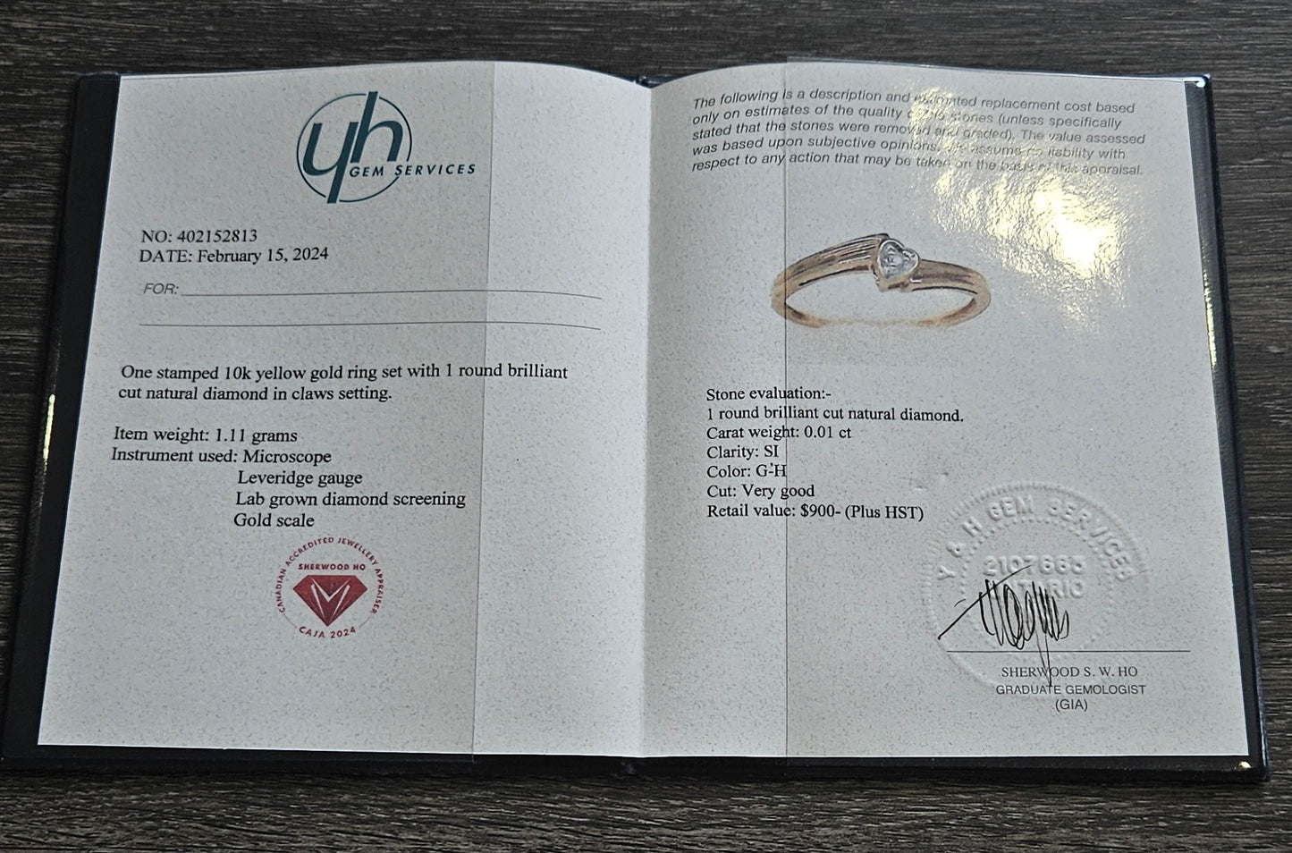 10Kt Gold Heart Solitare Diamond Ring