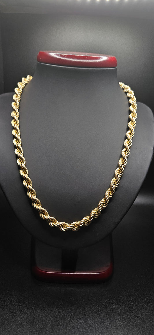 10Kt Gold 20" 7.8mm Rope Link Chain