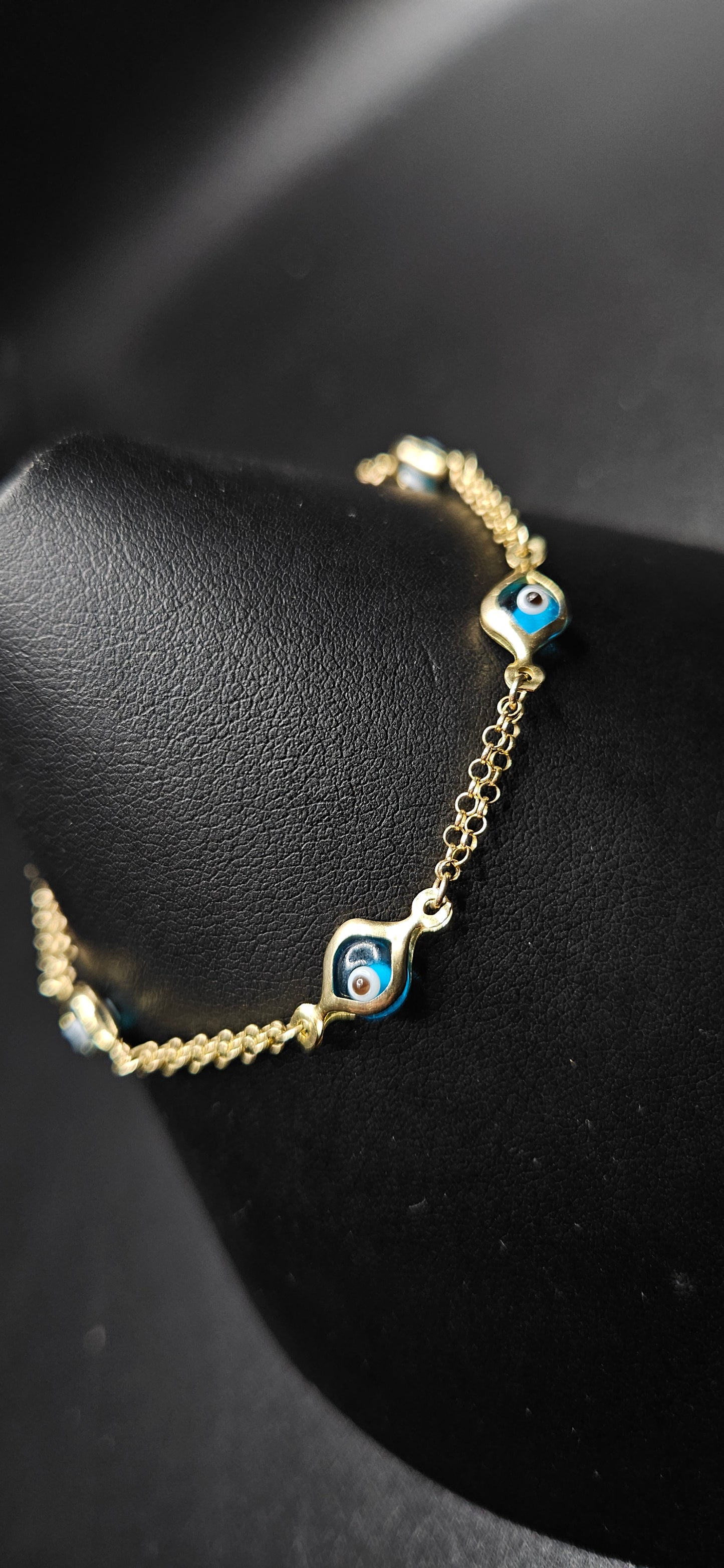 10Kt Gold 7" 6mm Evil Eye Bracelet