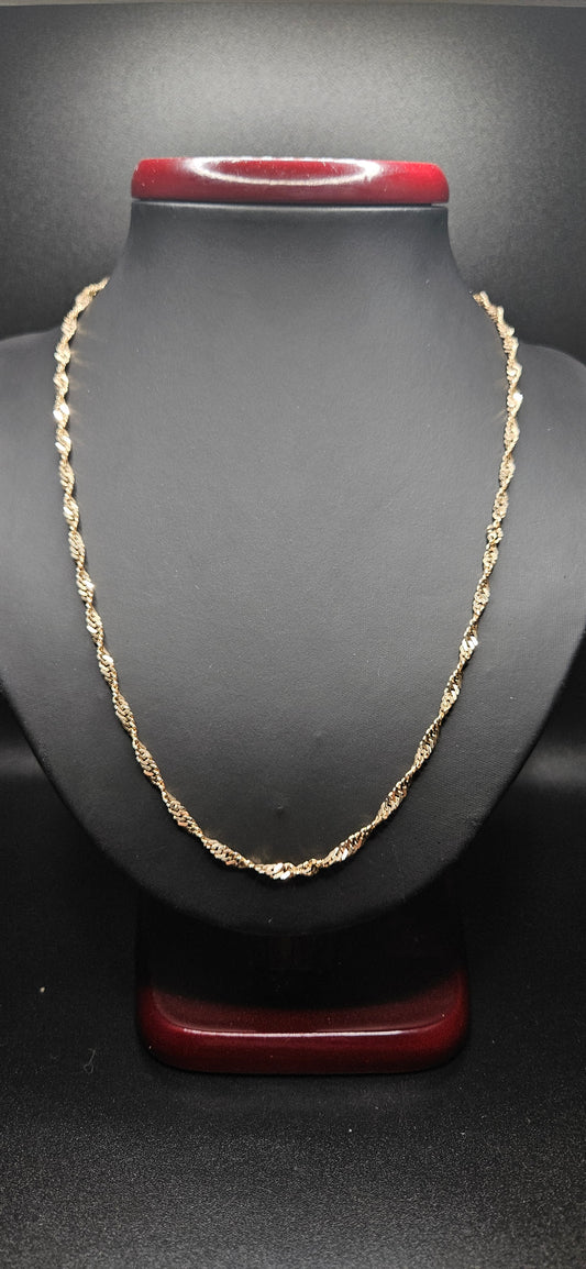 10Kt Gold 20" 3.2mm Singapore Link Chain