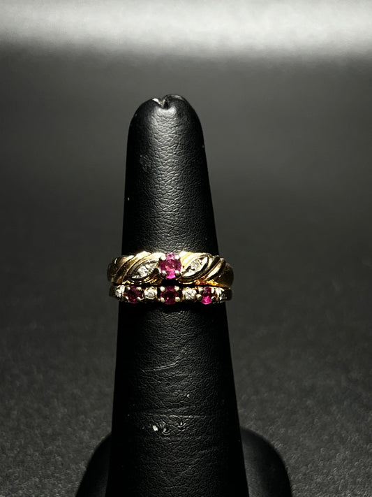 10Kt Gold Diamond Ruby Ring