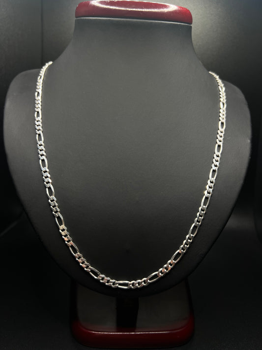 925 Sterling Silver 24” 4.5MM Figaro Link Chain