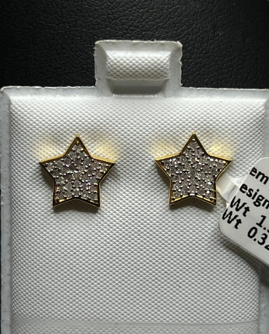 10Kt Gold Diamond Star Earrings