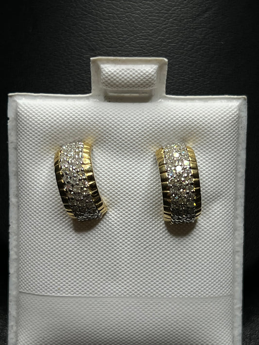 10Kt Gold Diamond Half Hoop Earrings