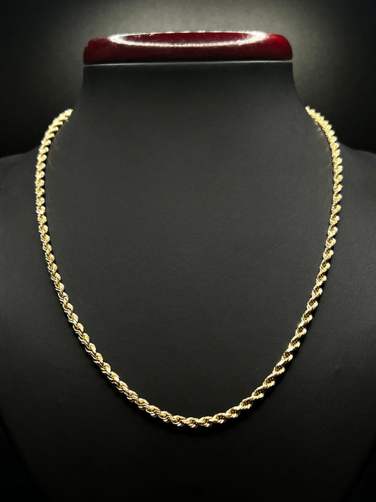 10Kt Gold 18” 1.8mm Diamond Cut Rope Link Chain