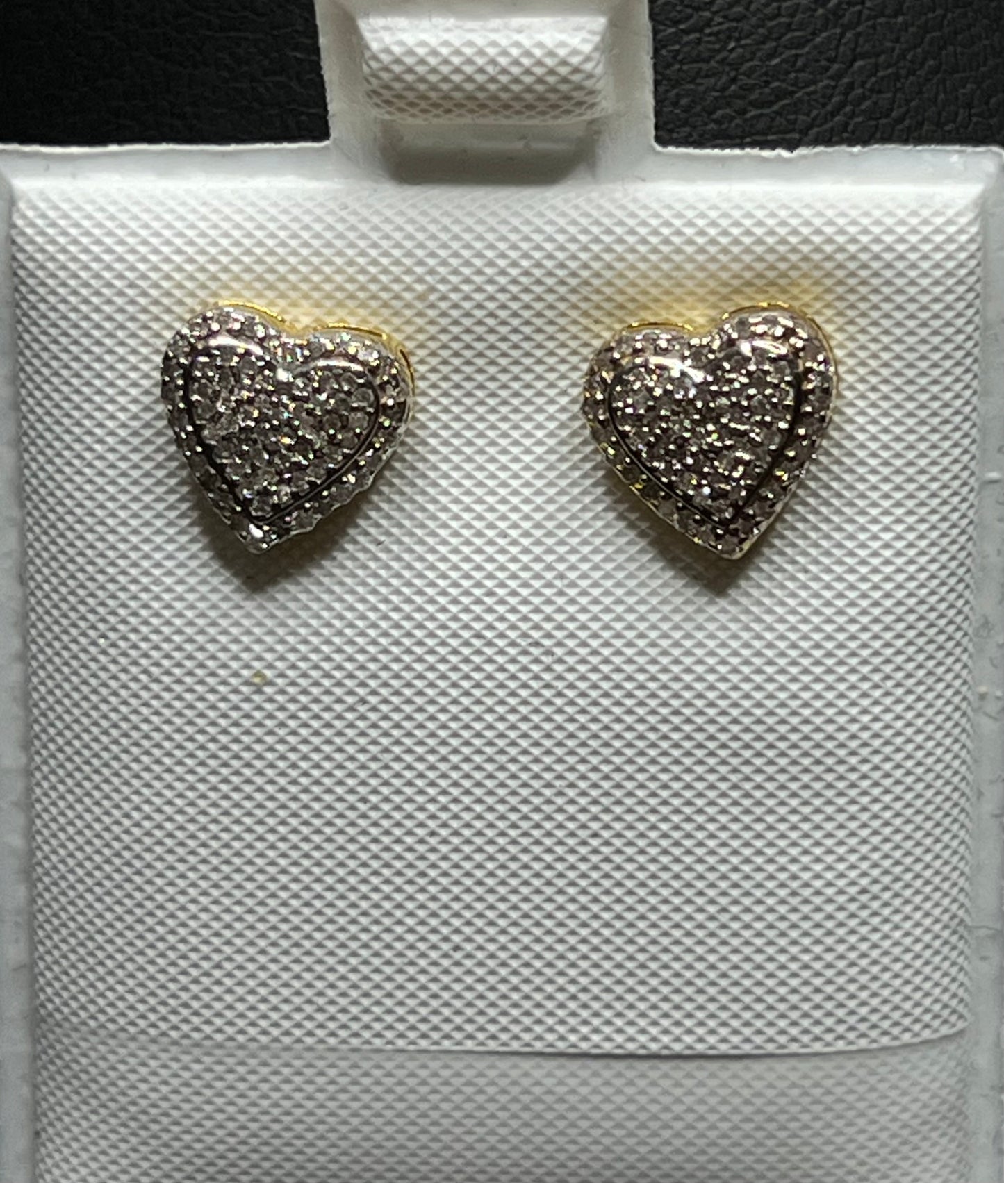 10Kt Gold Diamond Heart Earrings