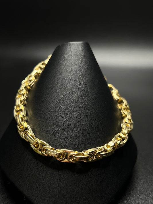 10Kt Gold 8.75” 6.3MM Byzantine Link Bracelet