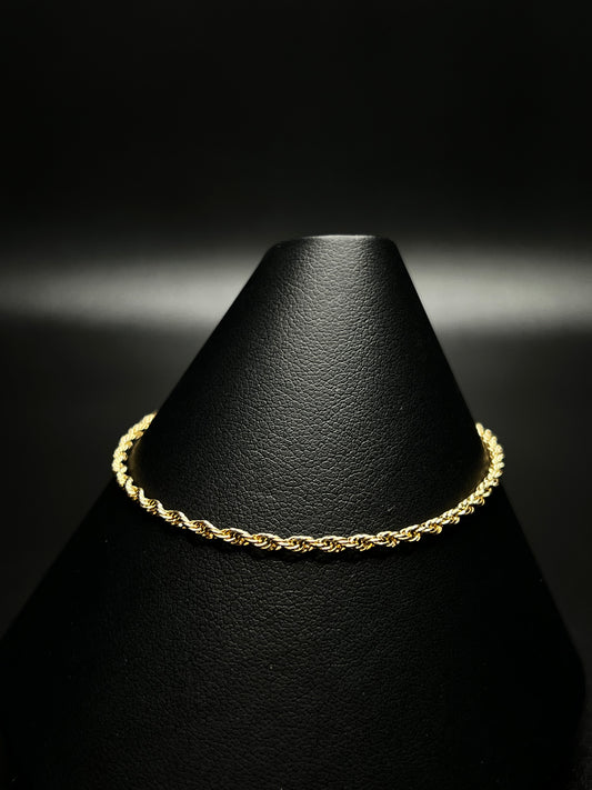 10Kt Gold 7.25” 2.1MM Rope Link Bracelet