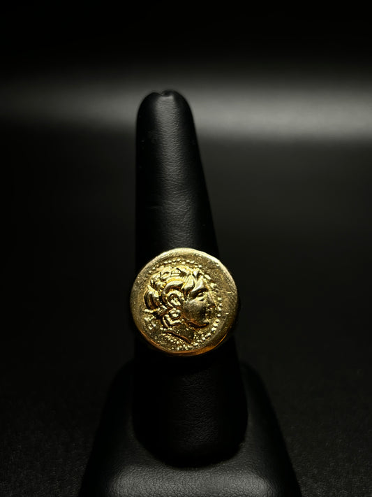 14Kt Gold Alexander The Great Coin Ring