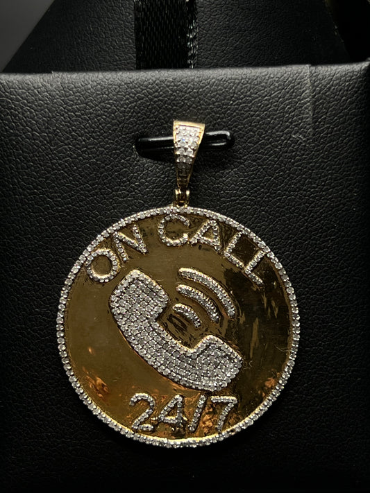 10Kt Gold Diamond On Call 24/7 Pendant