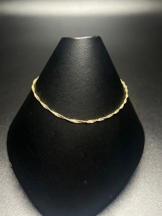 10Kt Gold 7.5” 1.2mm Singapore Link Bracelet