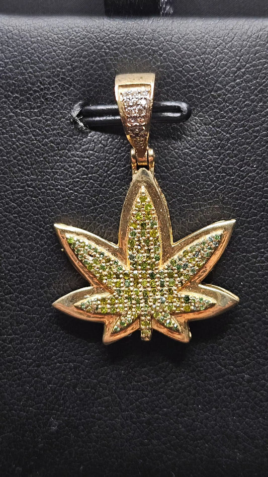 10Kt Gold Diamond Leaf Pendant