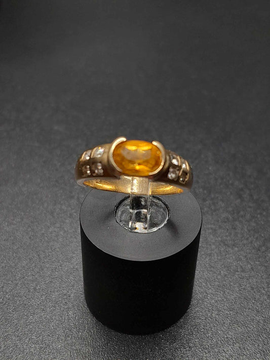 10Kt Gold Citrine Diamond Ring