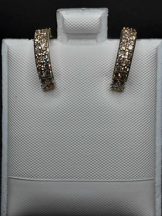 10Kt Gold Full Diamond Hoop Earrings