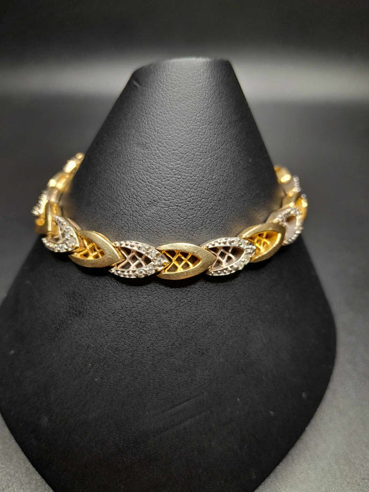 14Kt Gold 7.5" 6mm Two Tone Diamond Braclete