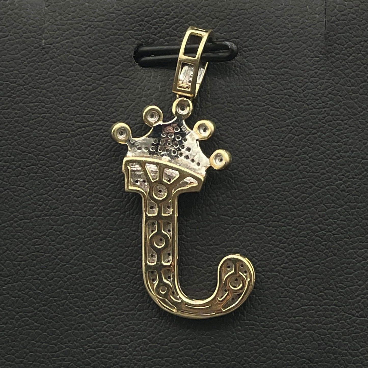 10Kt Gold Diamond "J" With Crown Pendant