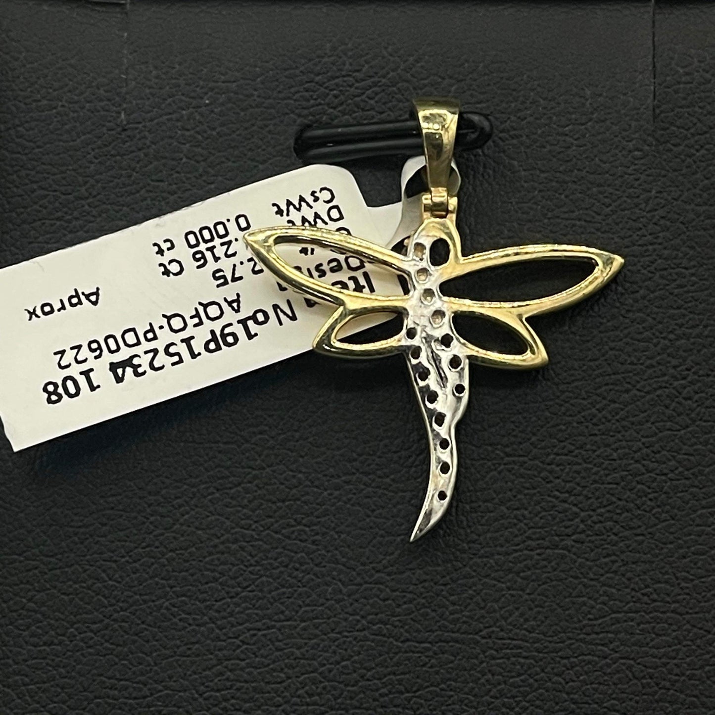 10Kt Gold Diamond Dragon Fly Pendant