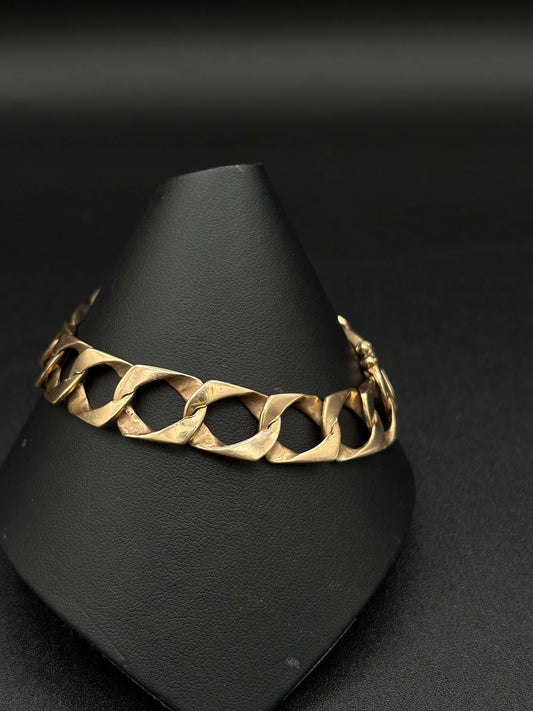 10Kt Gold 8.5" 12.5MM Mesh Curve Link Bracelet