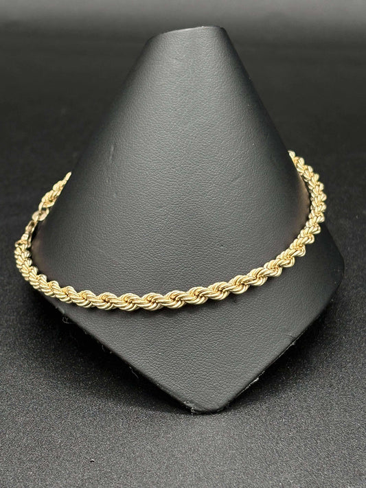 10Kt Gold 10" 4.3MM Rope Link Anklet