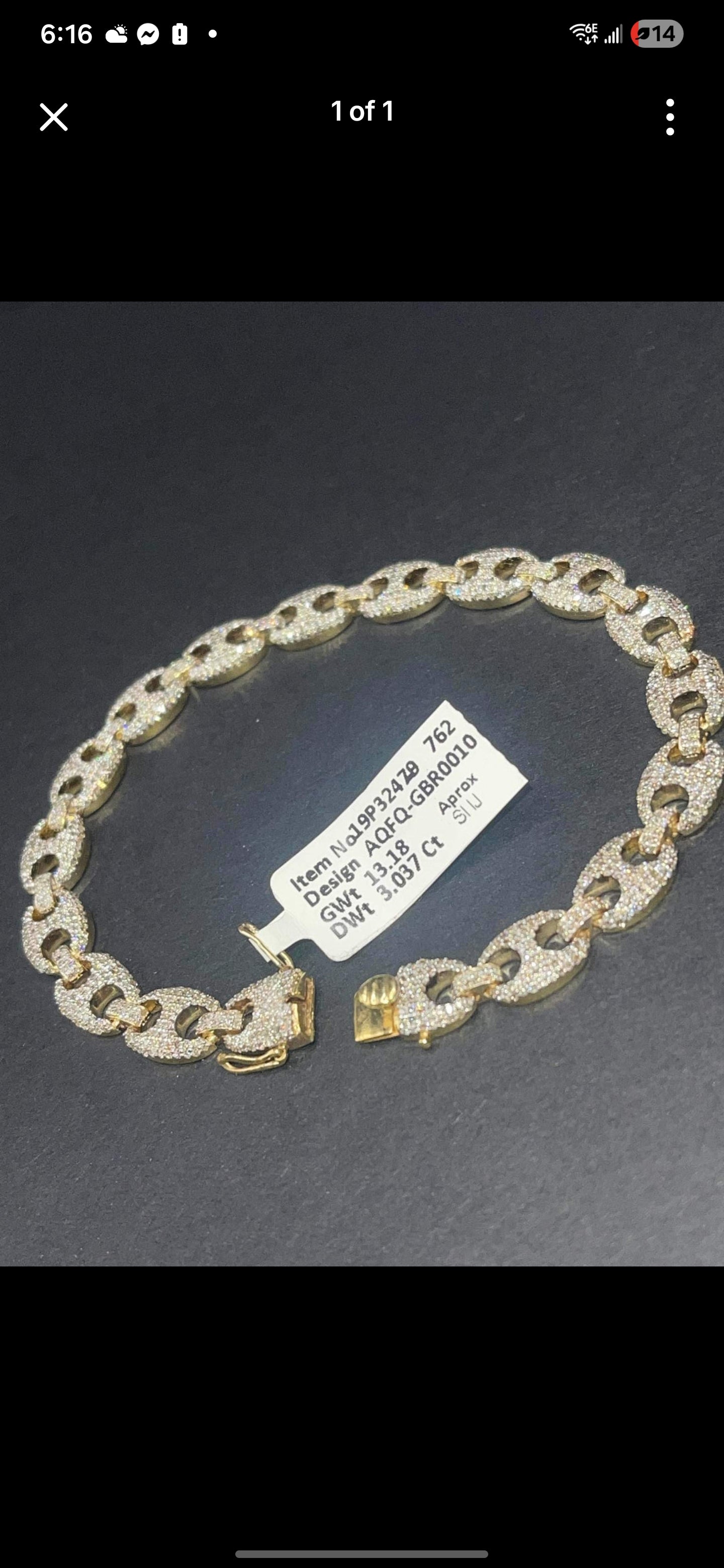 10kt Gold 7.5" 8MM Diamond Braclete