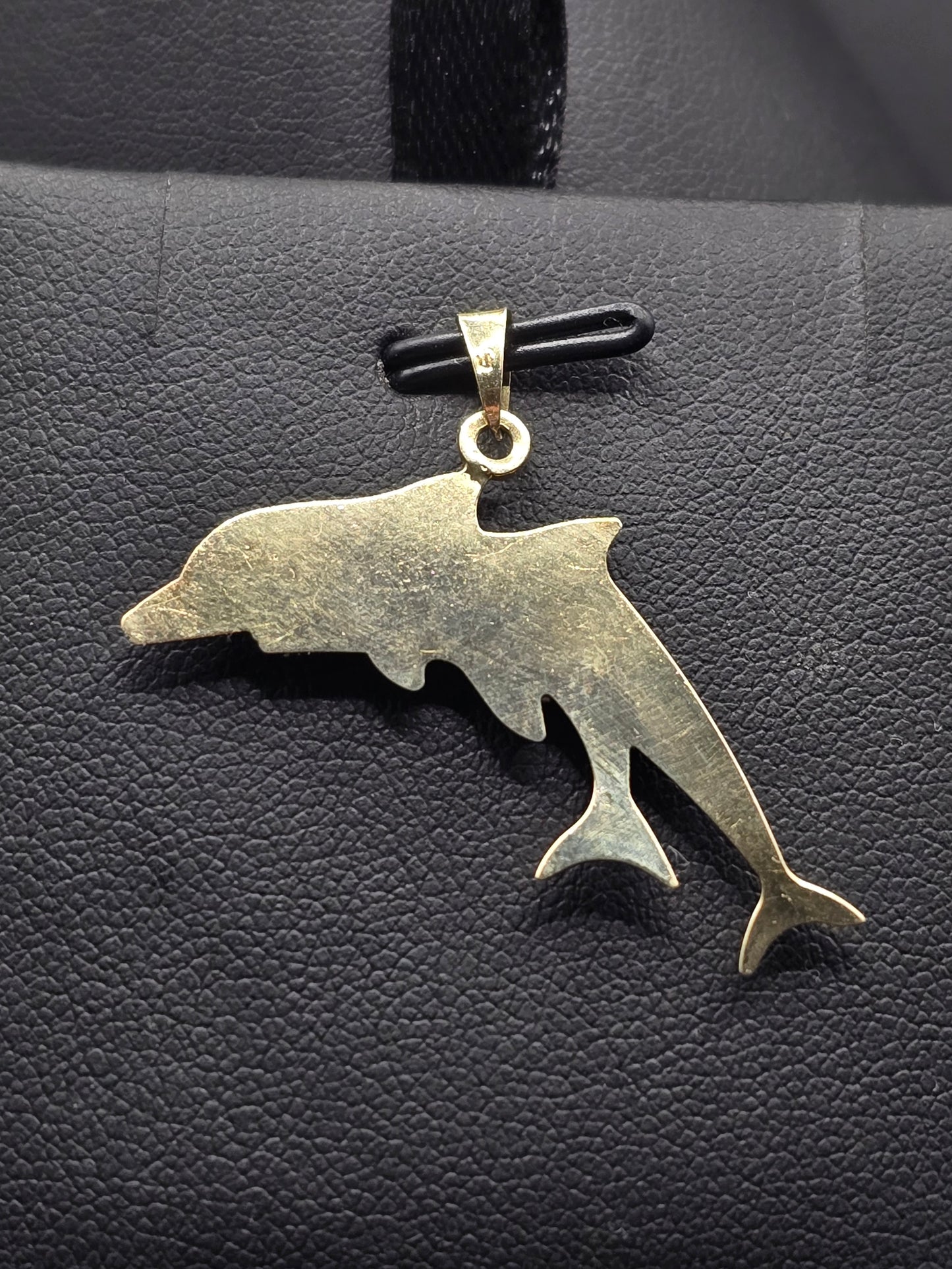 10kt Gold Emerald Eye Dolphin Pendant